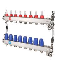 Коллектор с расходомерами,  дренажным краном и краном Маевского, 8 вых.