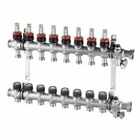 Коллекторная группа Oventrop Multidis SF 9, выхода 3/4" ЕК, нержавеющая сталь, со встроенными ротаметрами 1404359