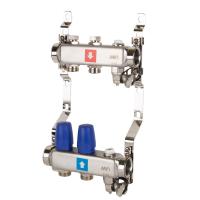 Коллектор без расходомеров, c дренажным краном и краном Маевского, 2 вых.