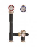 Насосная группа Rommer с термостатическим смесительным клапаном (20-43°С) 1" без насоса