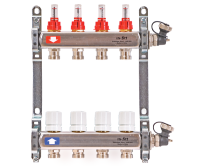 Коллекторная группа из нержавеющей стали с расходомерами и термостатическими вентилями 10 выходов Uni-Fitt