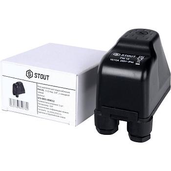 Реле давления для водоснабжения Stout PM12G, 3-12 бар,1/4", с накидной гайкой